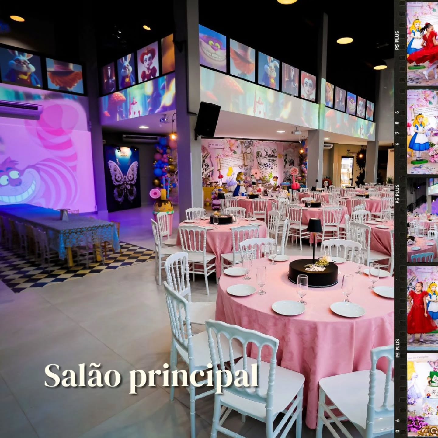Salão principal da Amazzing com projeções temáticas